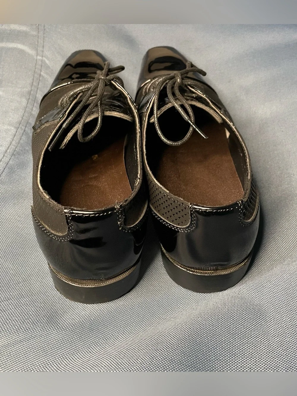 Men's Black Lace-Up Oxford Dress Shoes - Polished Patent & Textured Upper
